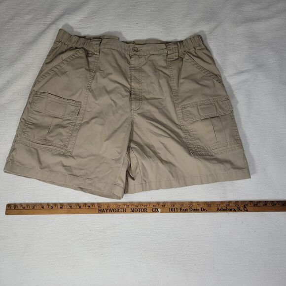 Savane Cargo Shorts Mens Sz 42 Tan Elastic Waist Hiking Pockets Outdoor Camping - Picture 4 of 14